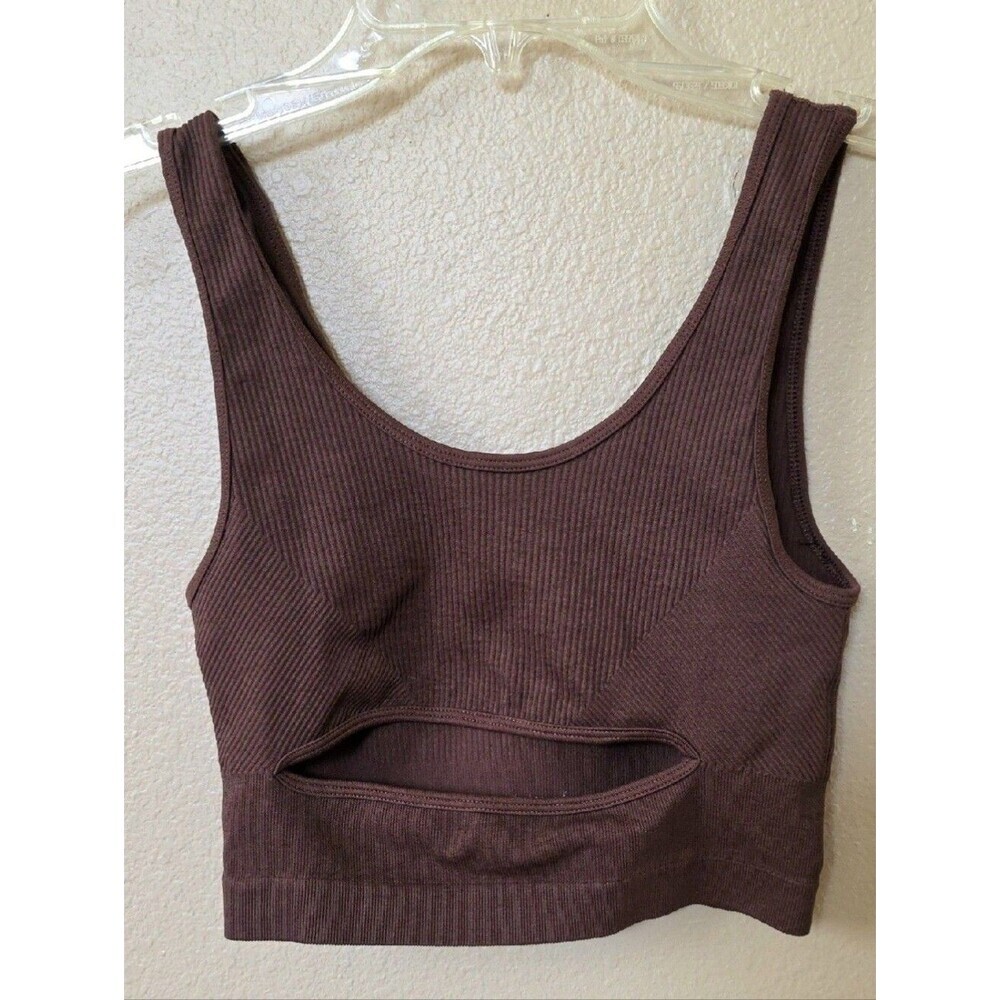 Out From Under Womens Brown Ribbed Cutout Cropped Tank - Size XS/S